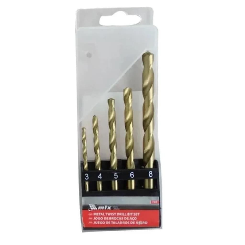Jogo Broca Aço Rapido Mtx - 5 Peças Ferro Metal Jogo 3 A 8mm