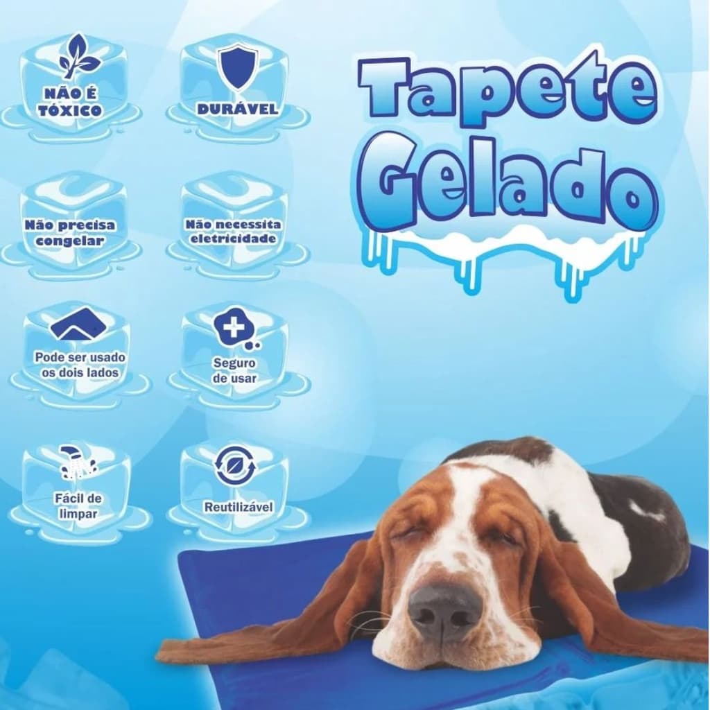 Tapete Refrescante Gelado Grande 50x90Cm Para Cachorros Gatos Cão