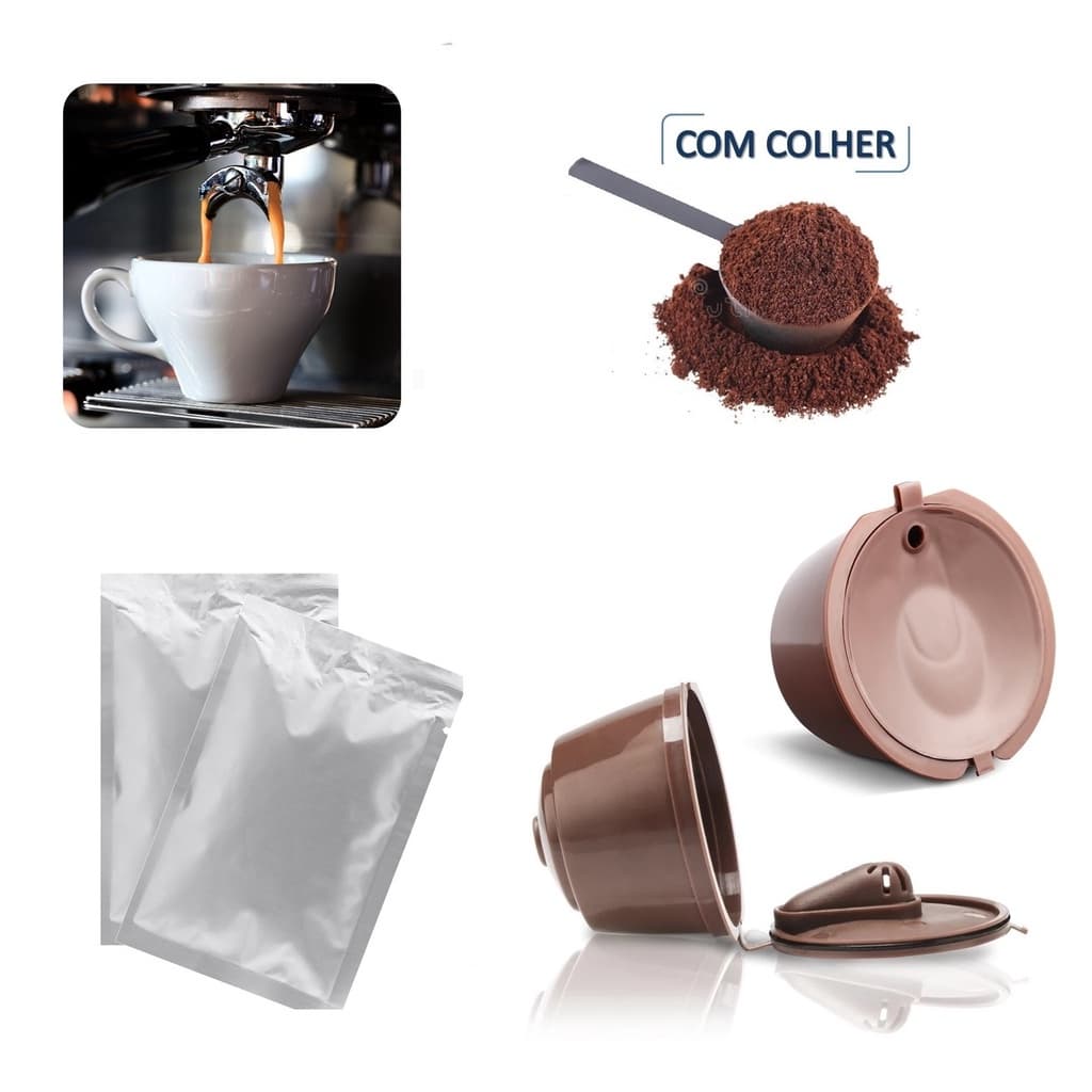 Kit 3 Cápsulas Dolce Gusto Recarregável Com Dosador Mais 2 Descalcificante