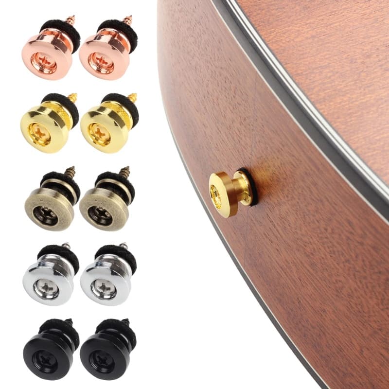 Estone 2 Peças Trava Alça Metal Plana Para Guitarra Elétrica Acústica Ukulele