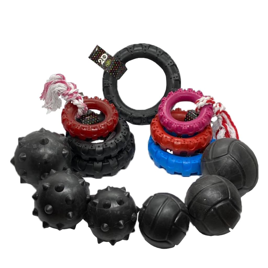 Brinquedo Pet Pneu e Bola Maciça Alta Resistência PitBul Rottweiler