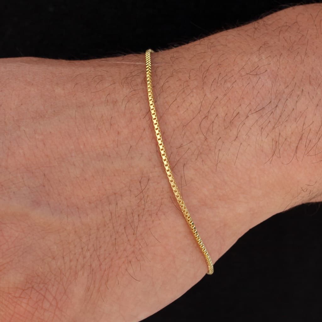 Pulseira Masculina Fina Veneziana 1mm Banhado a Ouro 18k