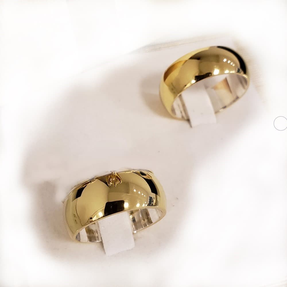 Par Alianças Moeda Antiga Abauladas 8 Mm Com Forro
