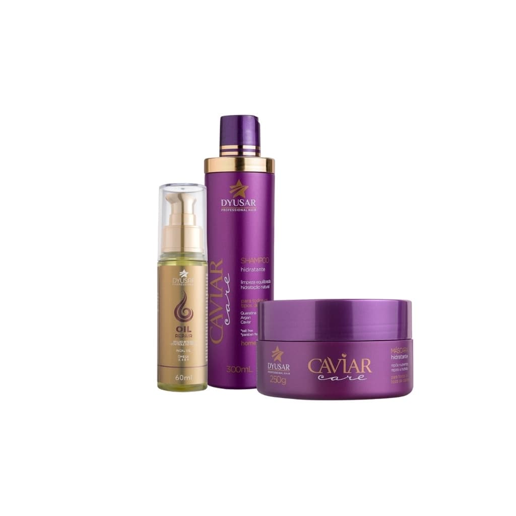 Kit Nutrição Caviar Para Casa com Óleo Reparador Anti Frizz
