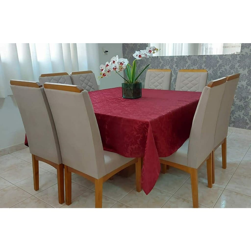 Toalha de Mesa 6 Lugares Retangular Jacquard Polyester 2,15m X 1,35m