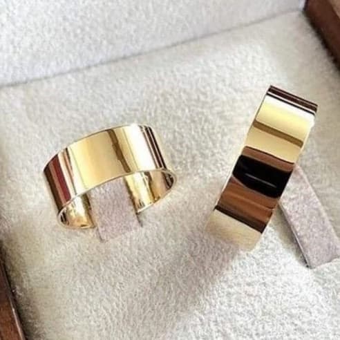 Par Aliança Casamento 8MM Reta Quadrada Aço Inoxidável