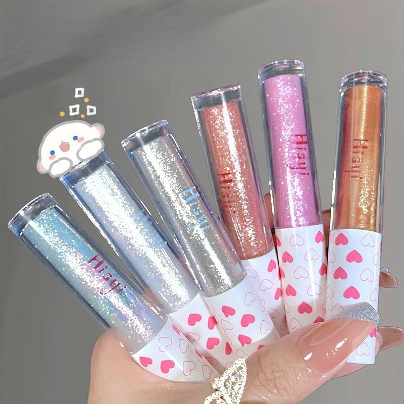 Sombra Dos Olhos Líquida Fina Flash Sequins À Prova D'água Diamante Quebrado Perolado Brilhante Maquiagem Monocromática Destaque De Seda Cosmética Deitada