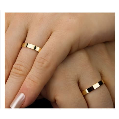 Aliança Reta 3mm Banhada a Ouro 18k unidade