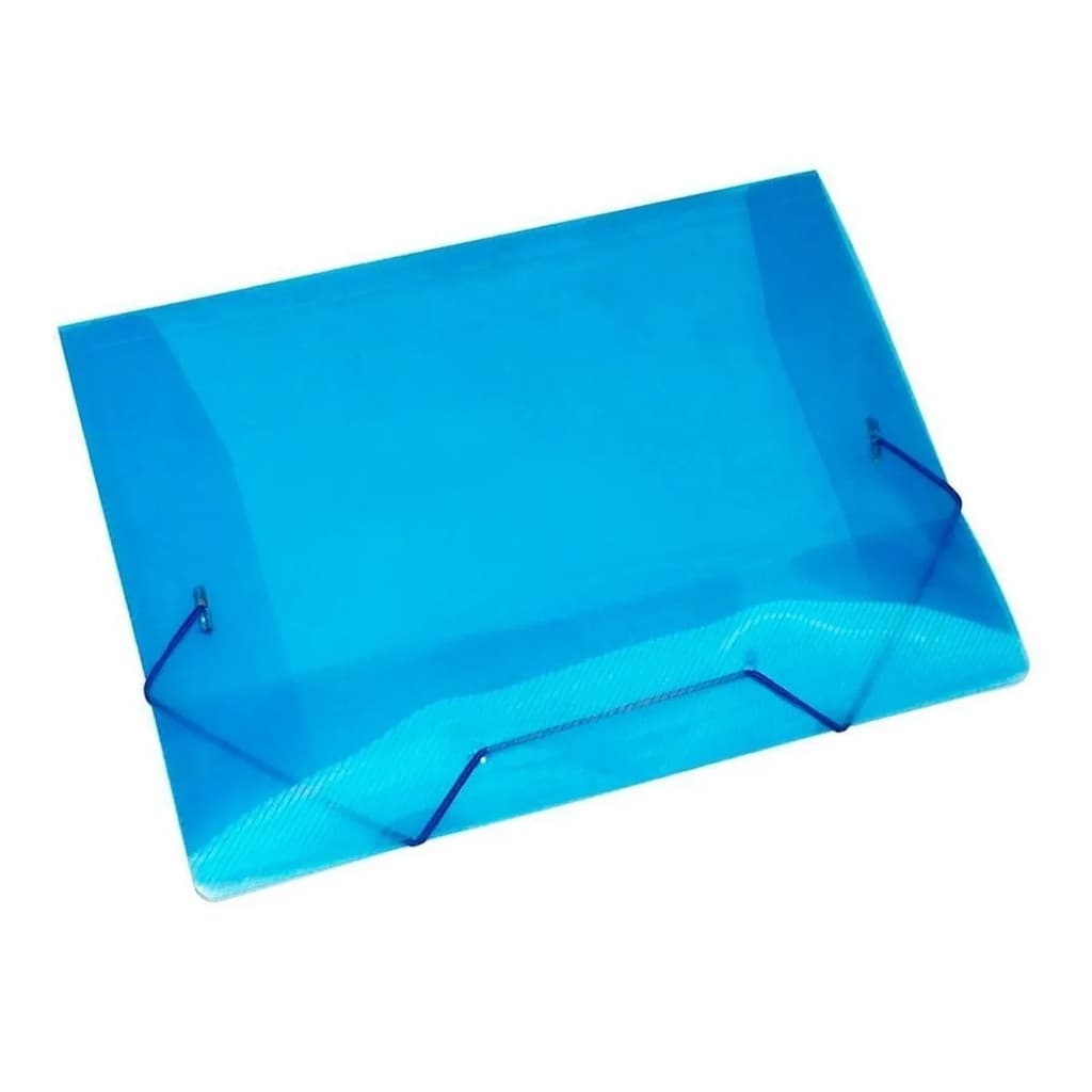 Kit 15 Pastas Aba Elásticas Plástica Ofício Fina Azul Acp
