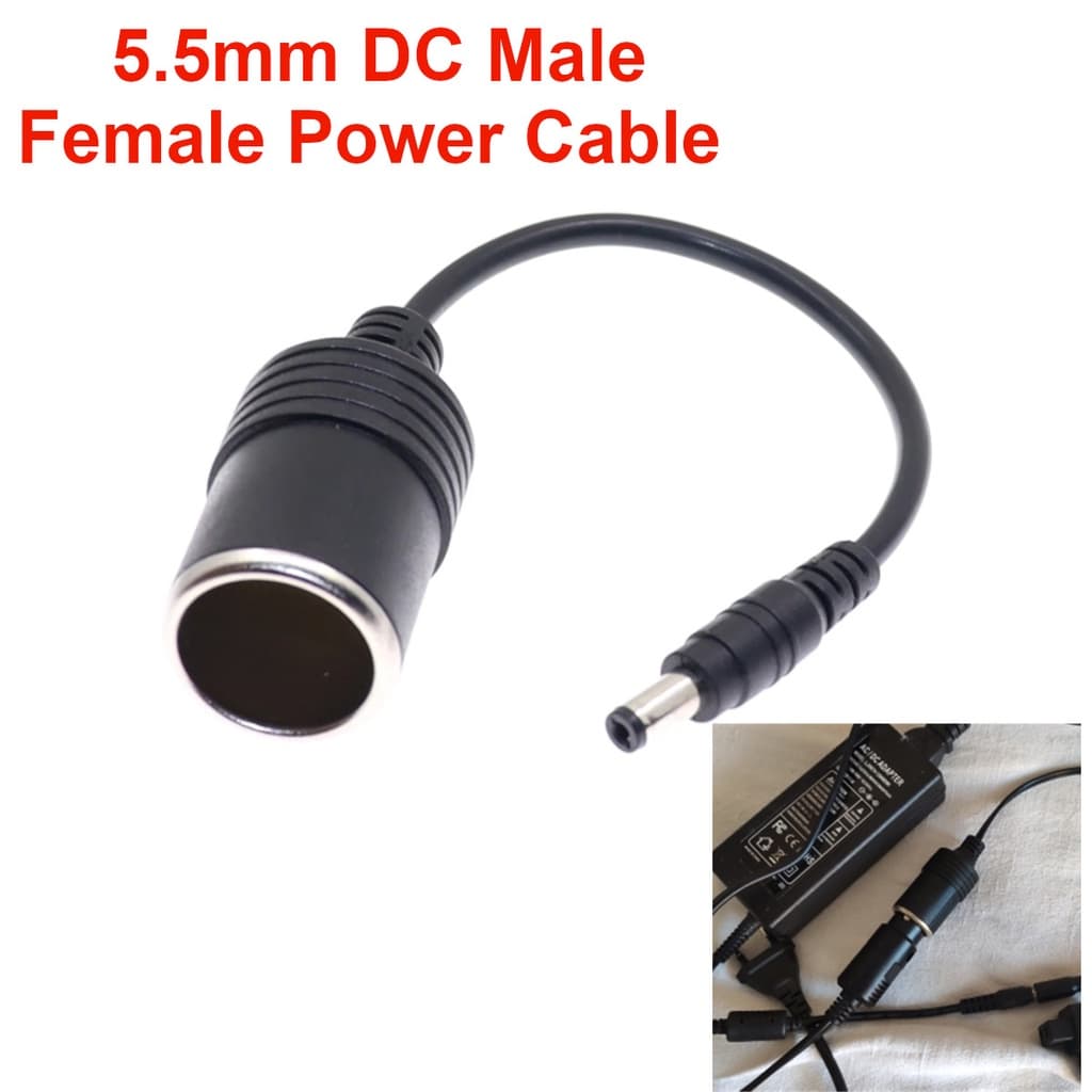 12V-24V Conector De Tomada Para Isqueiro Carro De Cigarro DC 5,5x2,1mm Cabo De Energia Fêmea Macho