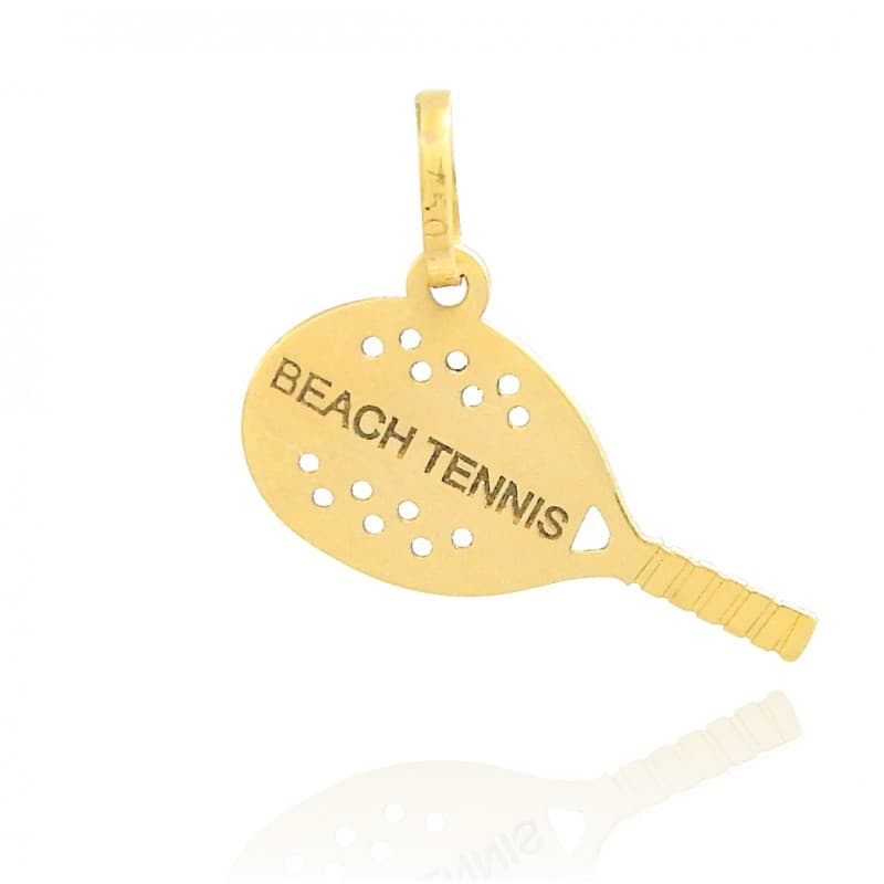 Pingente Raquete Tênis Tenista Beach Tennis Em Ouro 18k