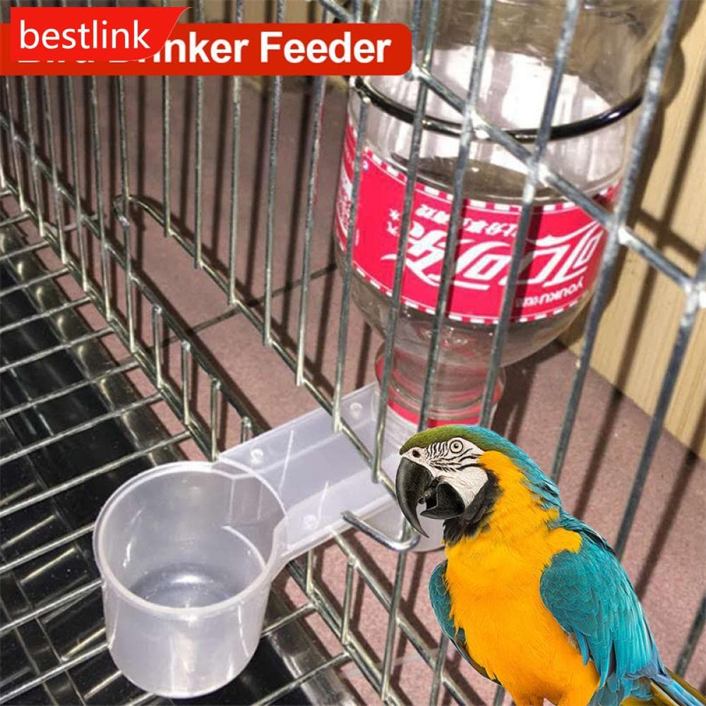 BESTLINK Bebedouro De Plástico Para Pássaros Água Garrafa Copo Gato Galinha Pombo Papagaio Hamster Bocal Duplo Guia J8U6