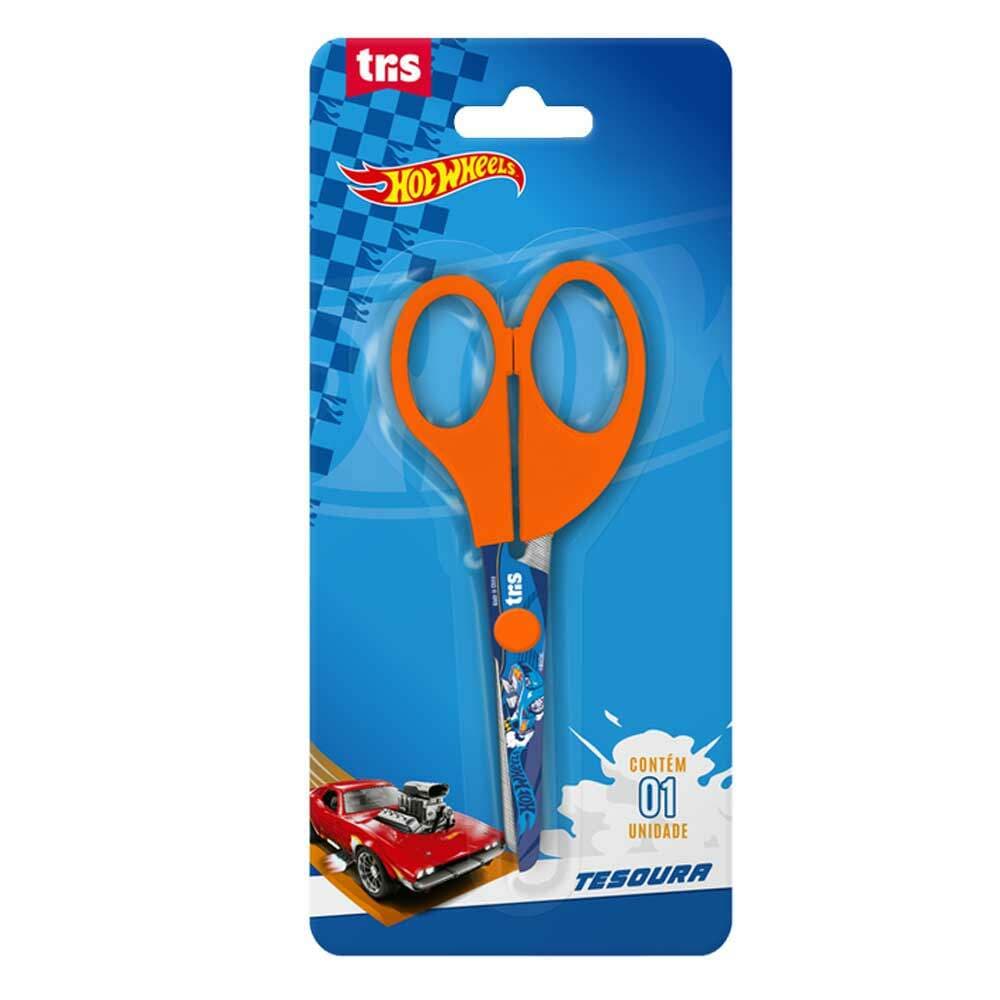 Tesoura Escolar Lâmina Decorada 13cm Hot Wheels Tris