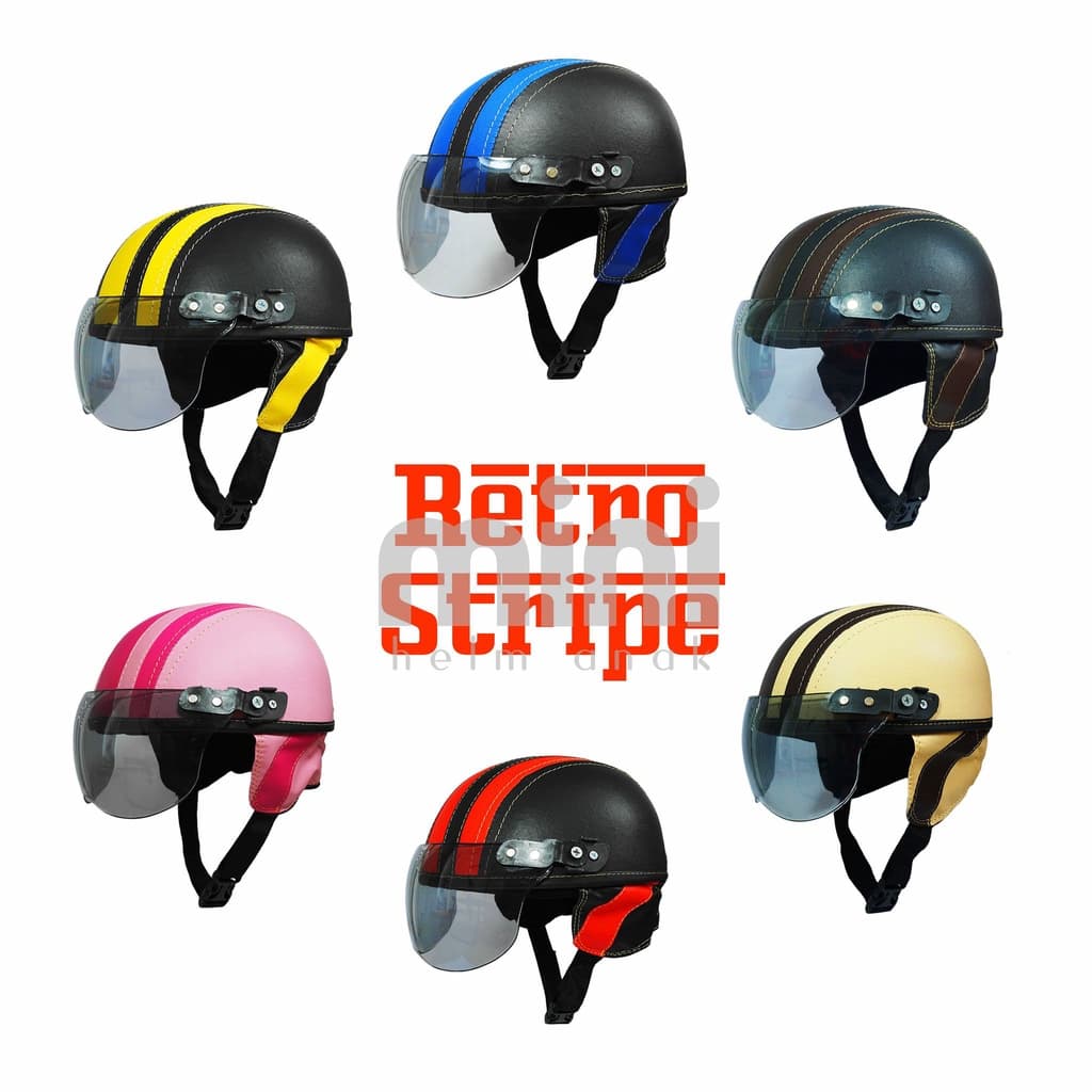 Mini Capacete Infantil Listrado Retrô