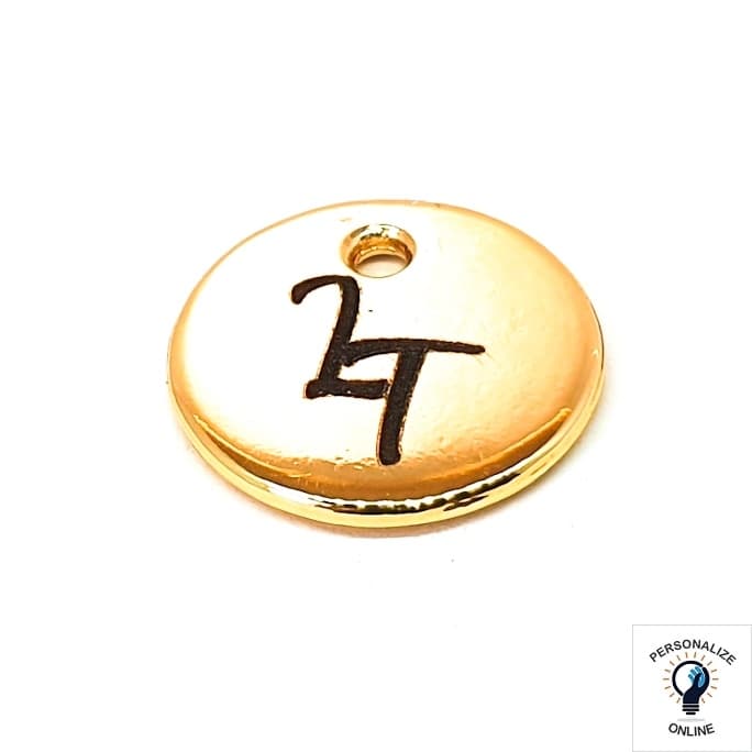 Tag de Metal Personalizada 1,5x1,5 cm com 1 Furo P/ Costura 10 Unidades Dourado ou Prata