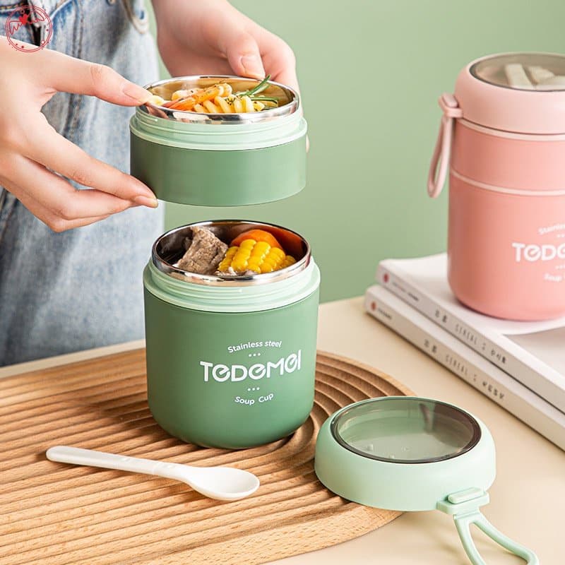 Lancheira Térmica De Aço Inoxidável De 710ML Com Colheres De Sopa Para Alimentos Recipientes Térmicos Thermische DGE