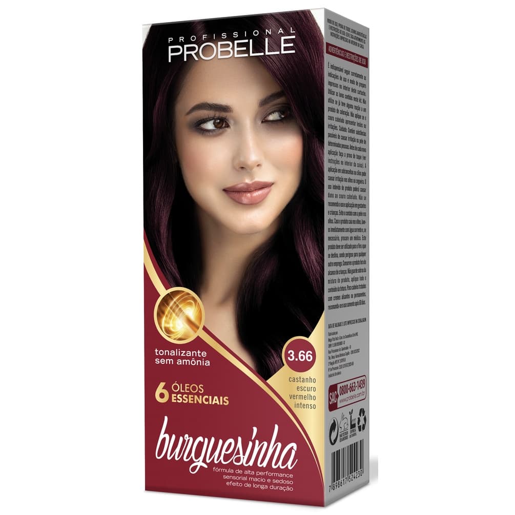 Tonalizante Burguesinha 50g 3.66 - Acaju Púrpura Probelle probelle