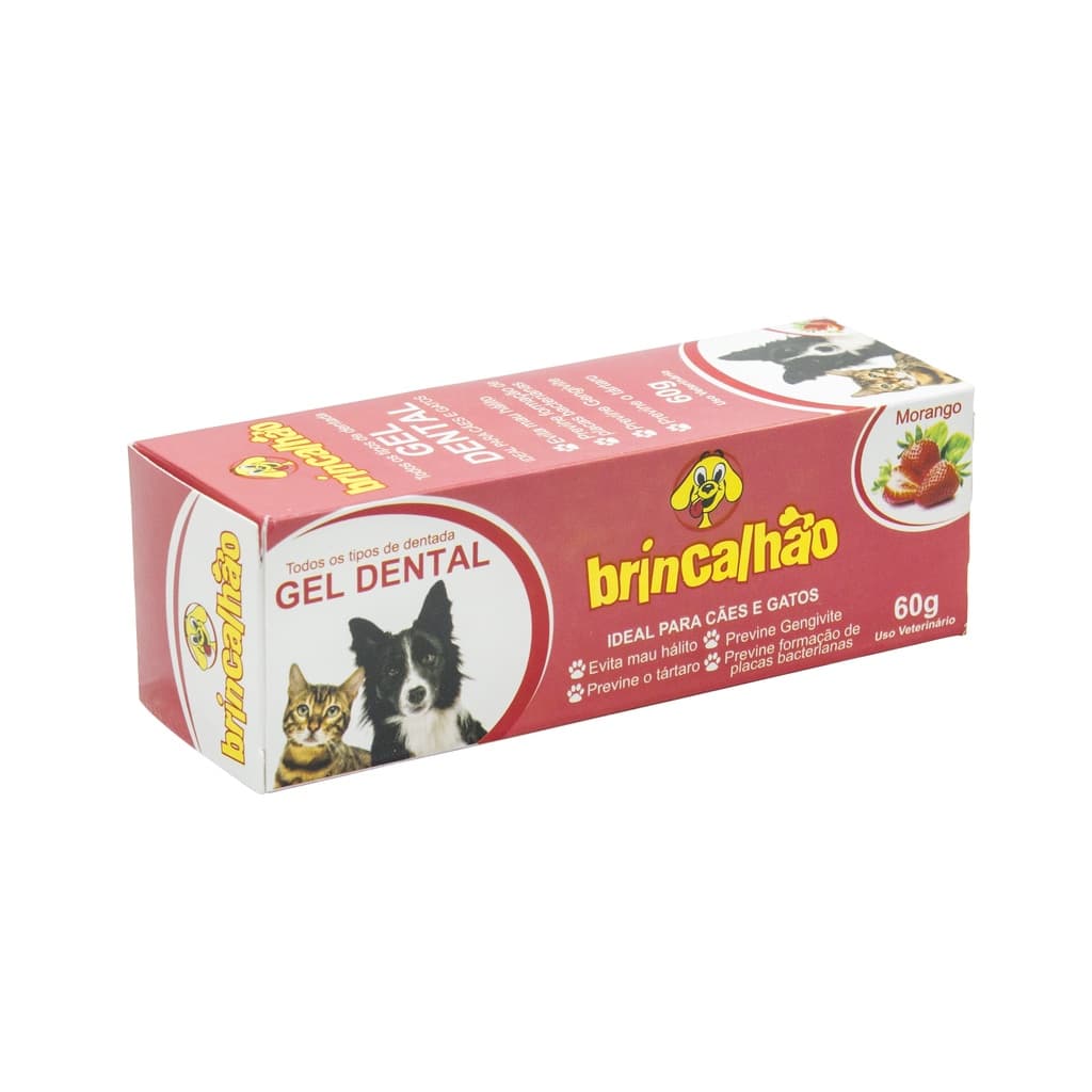 Gel Dental para Cães e Gatos Morango 60g Brincalhão