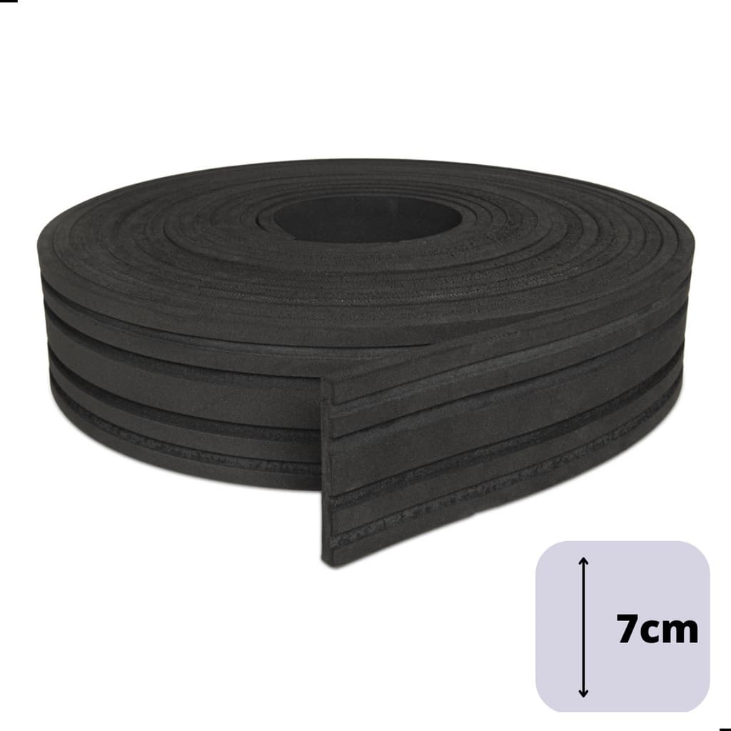 Rodapé Moldura Autocolante Boiserie Roda Meio Eva Flexível 7cm  preto Modelo 7c4