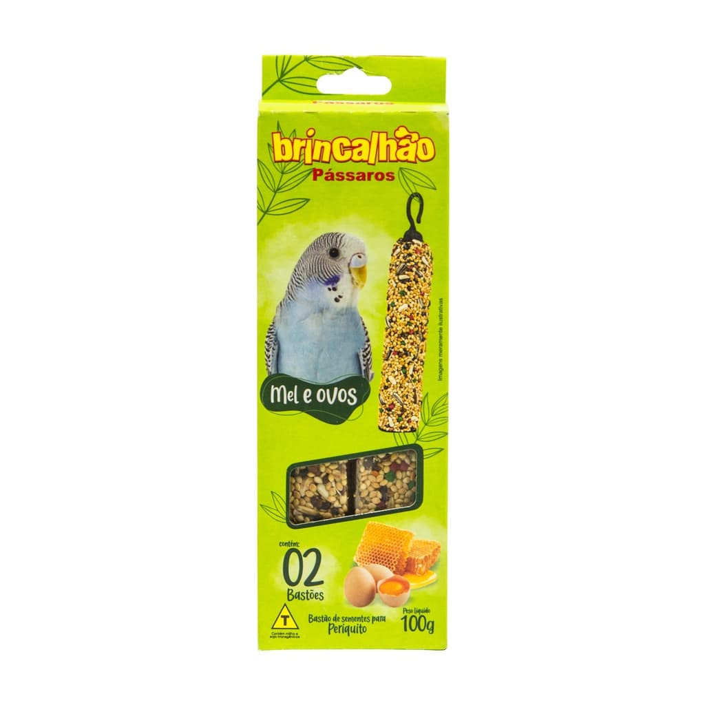 Bastão de Alimento para Pássaros Periquito Ovos e Mel 100g Brincalhão