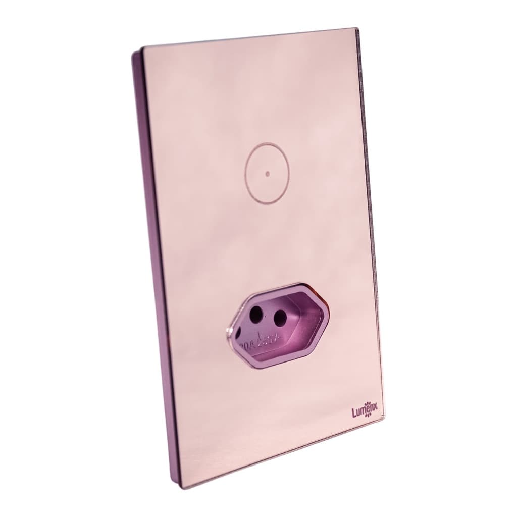 Interruptor Touch Rose 1 Botão + 1 Tomada Wifi Alexa Lmx