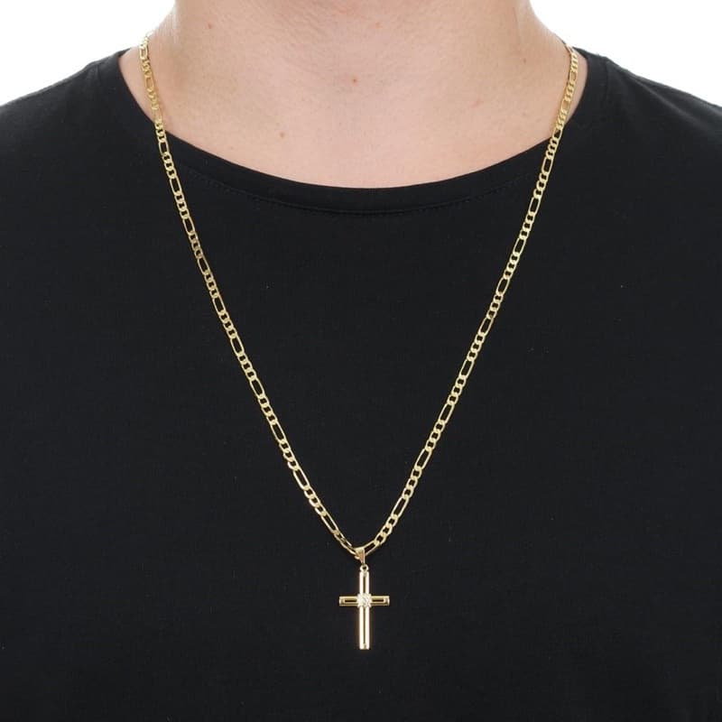 Corrente Pulseira E Pingente Masculina Banhada Ouro