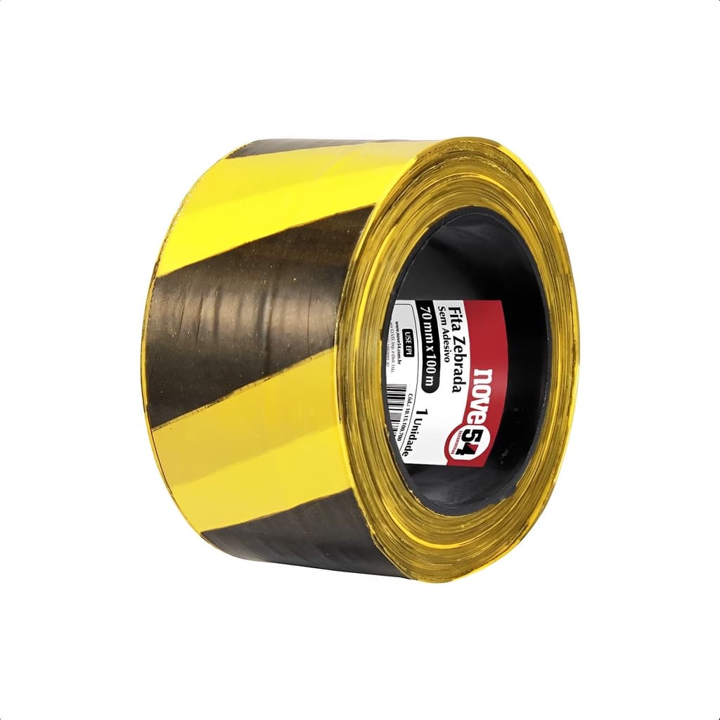 Fita Zebrada Sem Adesivo 70MMx100M Polipropileno Resistente e Durável Nove54 Vonder - 1015100700
