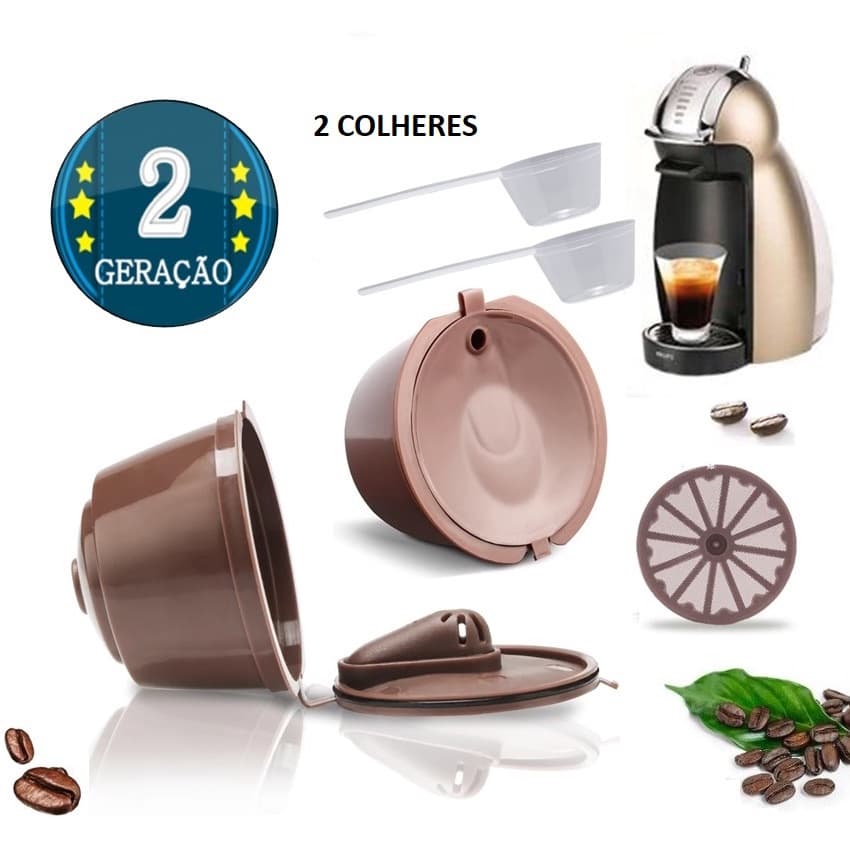 3 Cápsulas Dolce Gusto Reutilizáveis Segunda Geração Com Duas Colheres
