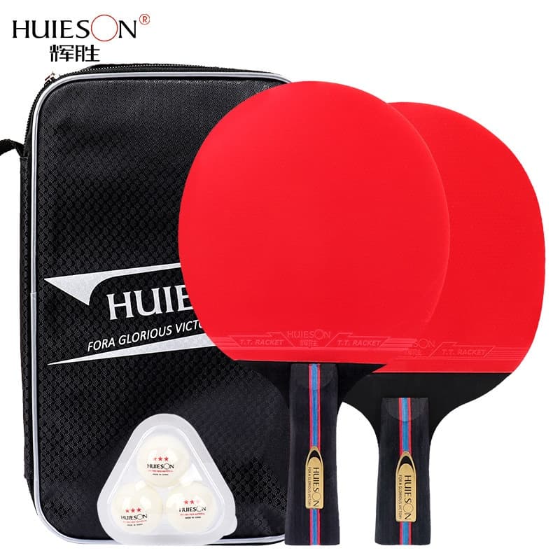 【 Grátis 3 Bolas 】 6 Estrelas Tênis De Mesa Morcego 7Ply Raquete De Madeira Longo Cabo Curto Ping Pong Pá Com Bolsa