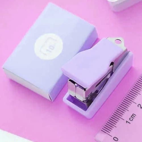 Mini Grampeador De Papel C/ Grampos Tom Pastel Lilás