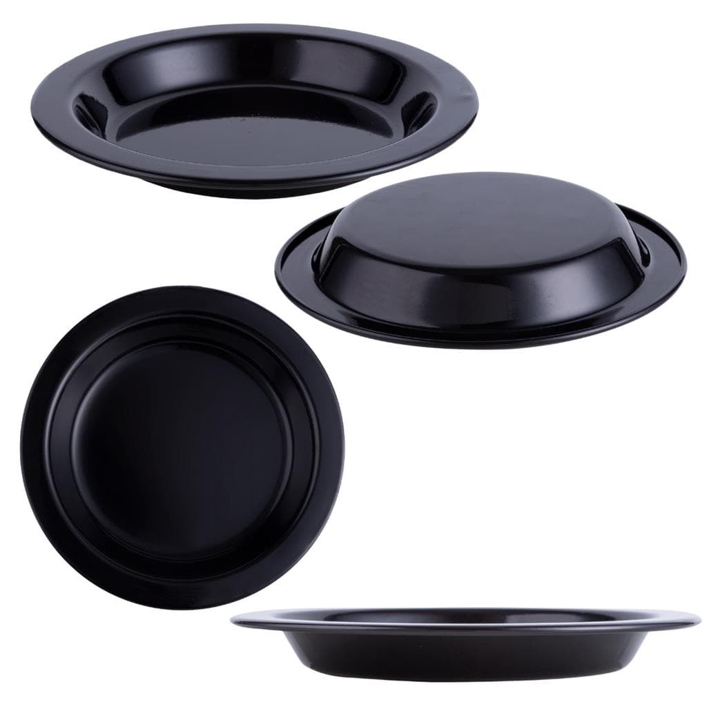2 Pratos de Aluminio Fundo Preto Resistente Para Acampamento / Creche / Escola / Camping / Lanches / Restaurante / Lanchonete / Escolinha / 500ML