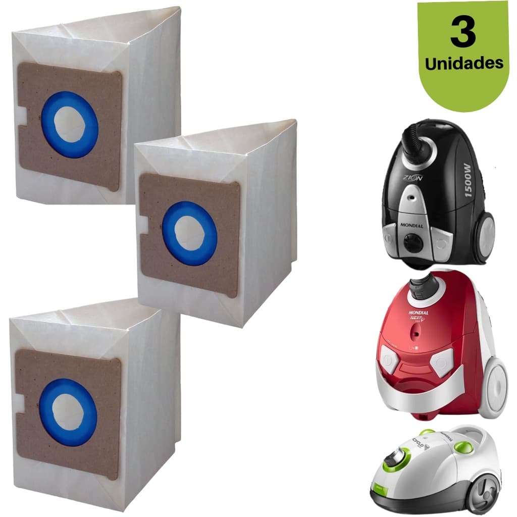 Saco de Aspirador Mondial Zion Cyclo Next 3Unid Limpeza