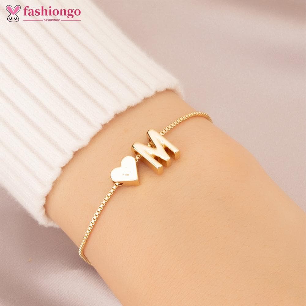 FASHIONGO Pulseira Simples Da Moda Amor Letra Retro De Liga Ajustável De Mulher J7Y7