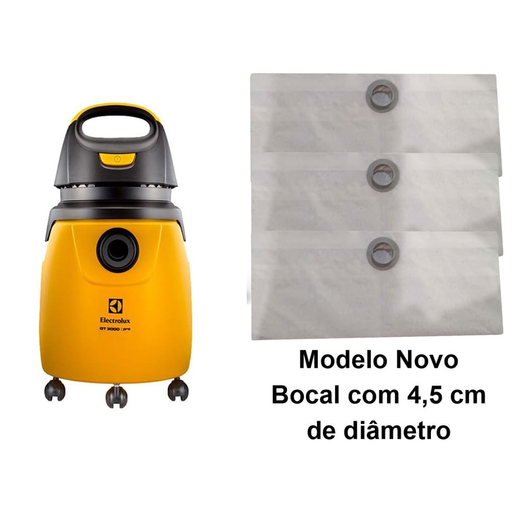 Kit 3 Sacos Descartável Aspirador Electrolux Gt 3000 Pro - GT30N