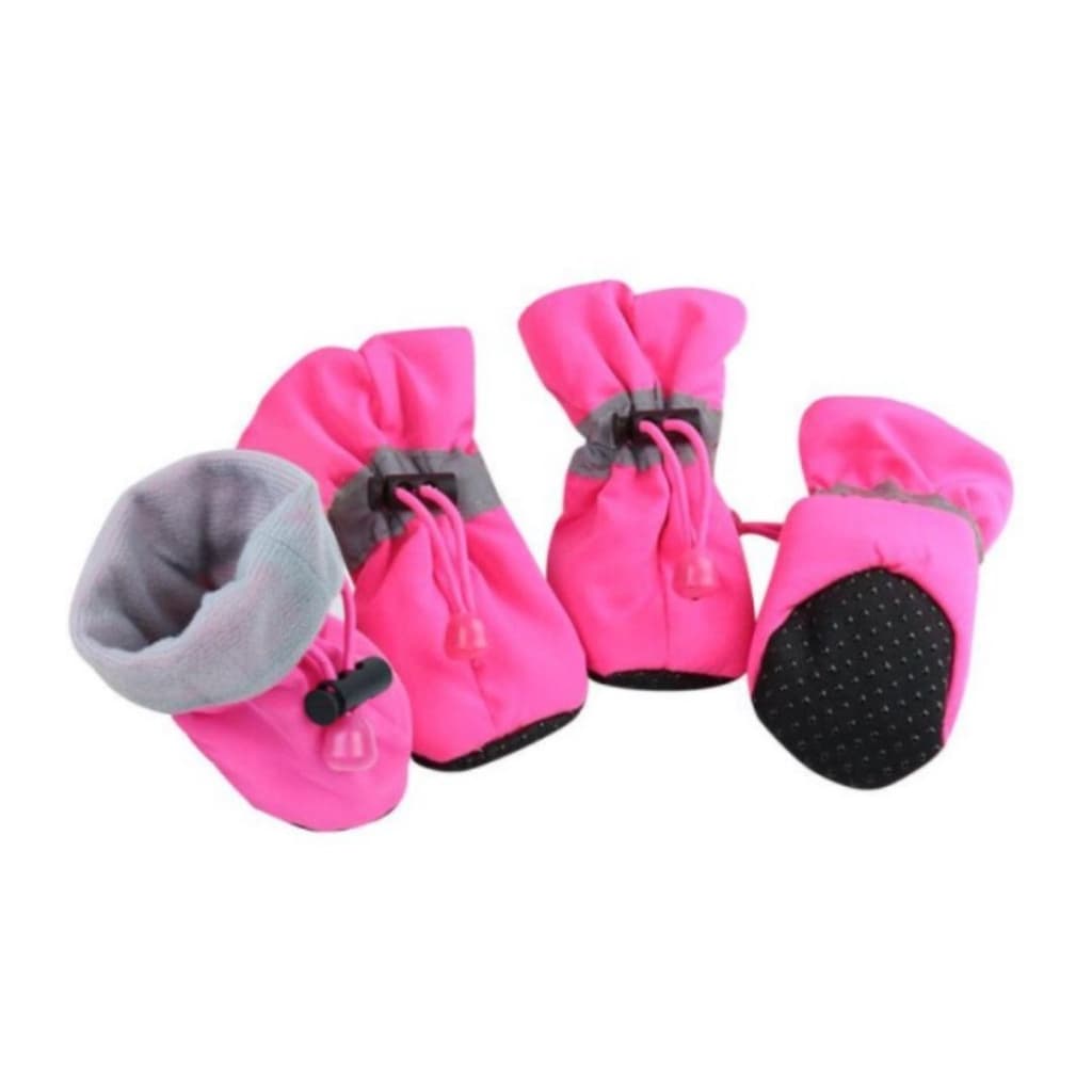 Bota Sapato de Cachorro Pet Tecido Botinha Impermeável Antiderrapante Rosa Protetor de Pata 04 un