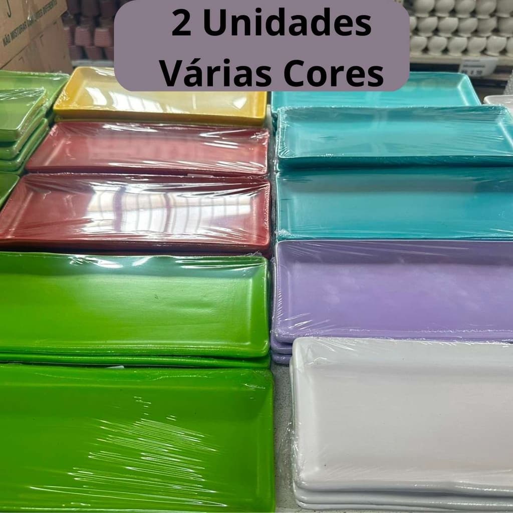 Bandeja Retangular Rocamboleira Ceramica  2 Und Festa Decoração