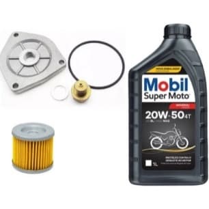 Kit Troca De Oleo Mobil 20w50 + Bujão Oleo + Tampa Carter + Filtro De Oleo Suzuki Yes - Intruder 125