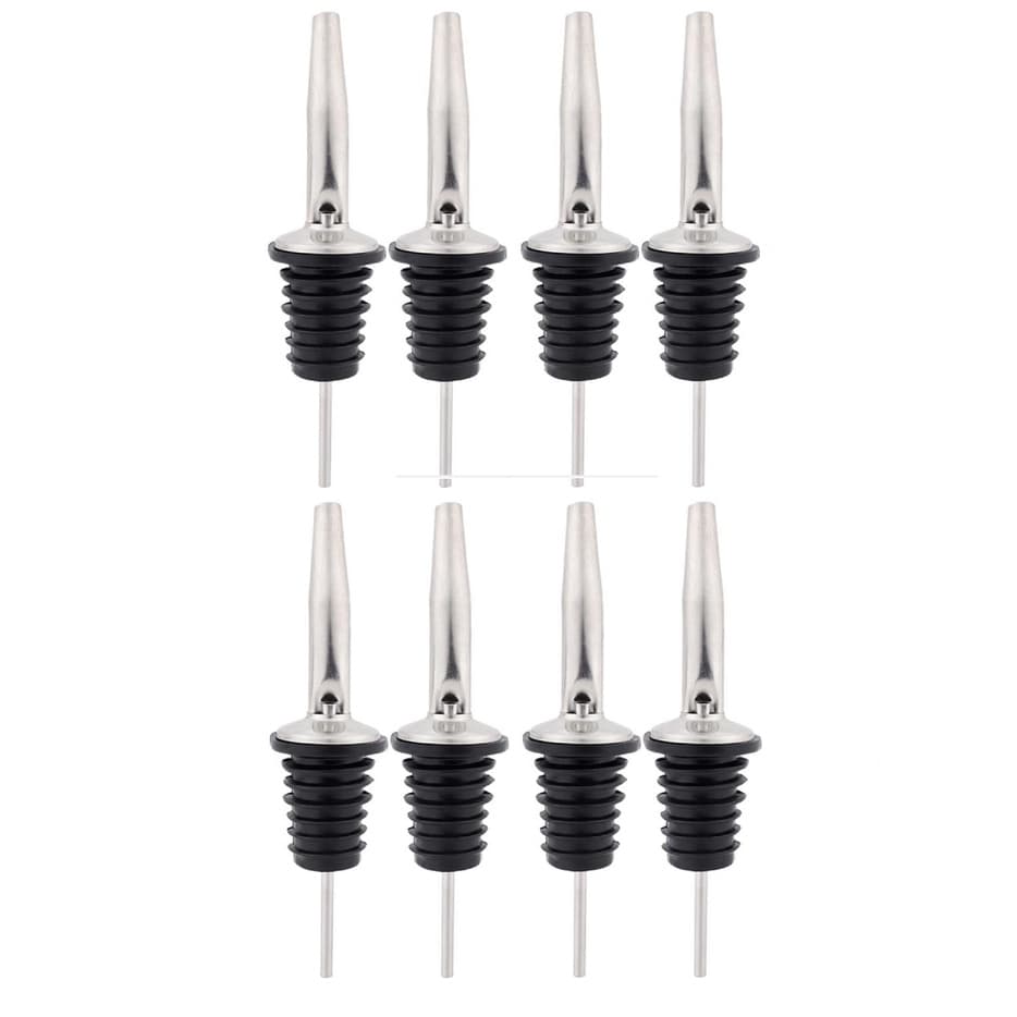 Kit 08 Bico Dosador Inox Biqueira de Garrafa Bar Bartender Bebidas Vodka Drink Tequila