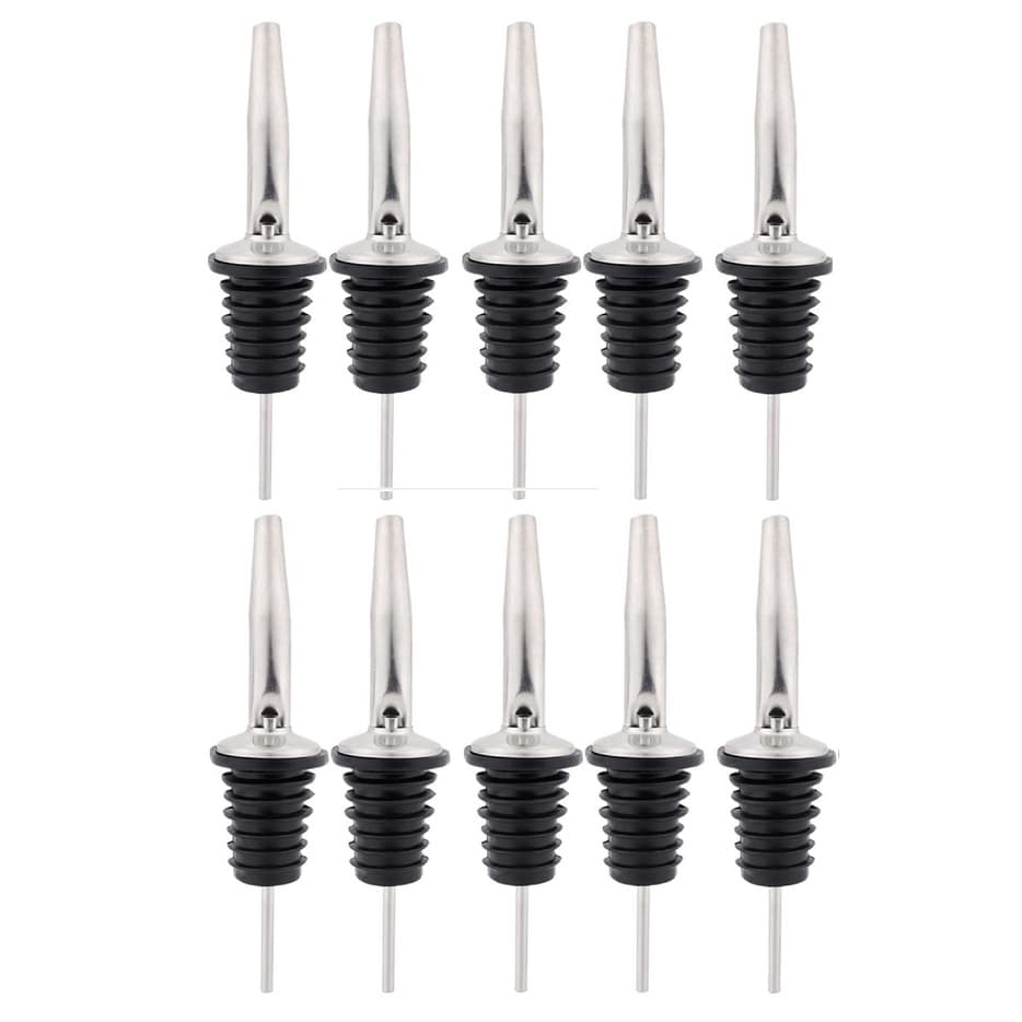 Kit 10 Bico Dosador Inox Biqueira de Garrafa Bar Bartender Bebidas Vodka Drink Tequila