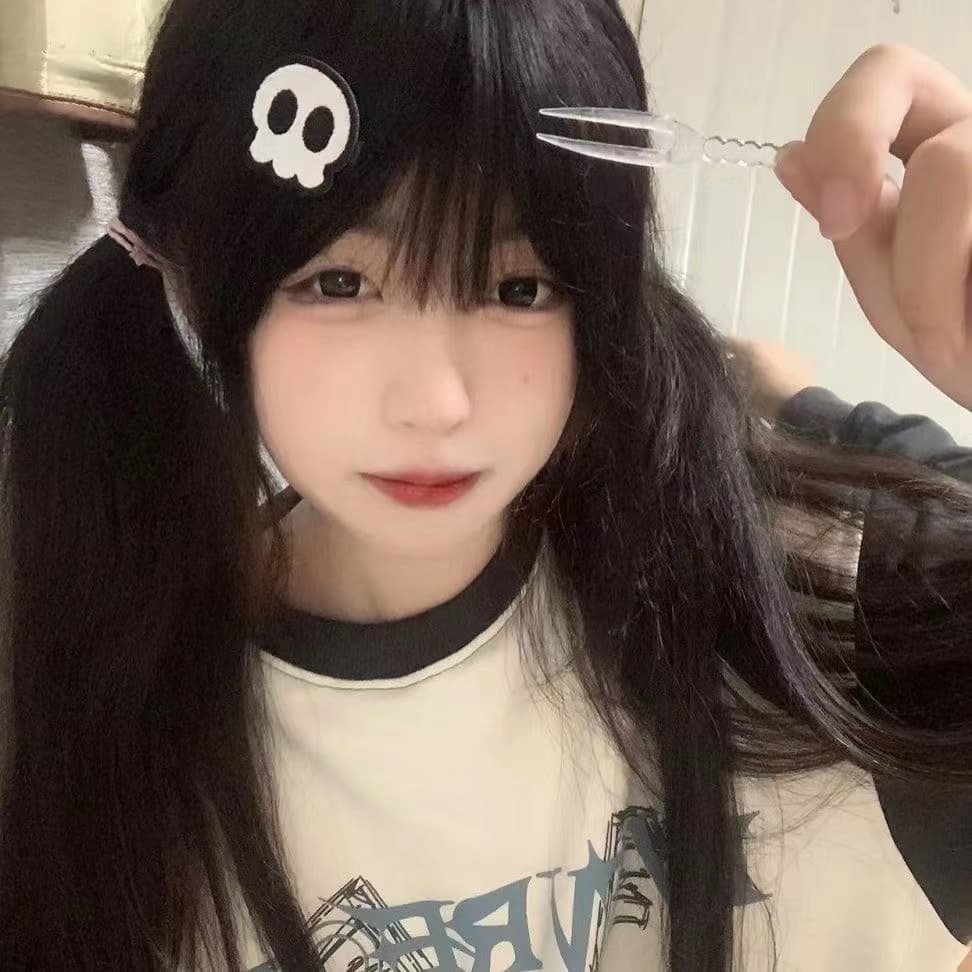 Grampo De Cabelo Preto Sweet Cross Love Skull Head Punk Hairpin Spicy Girl Y2K Millennium Harajuku Terra Frio