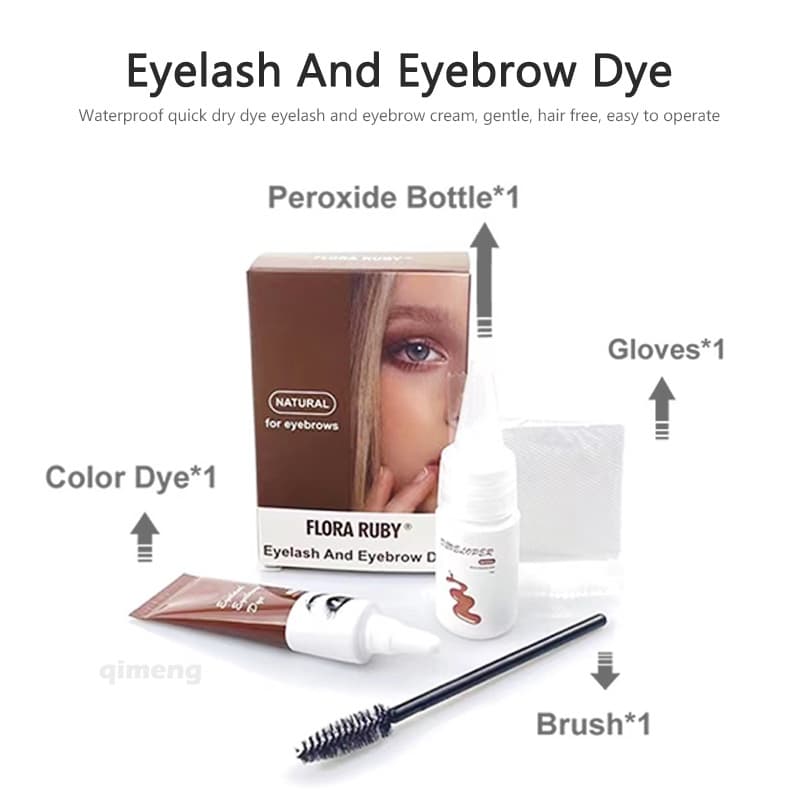 FLORA RUBY Cílios Tinta Para Sobrancelhas Kit De Máscara À Prova D'água Tintura Rápida Perm Brow E Conjunto De Pincel