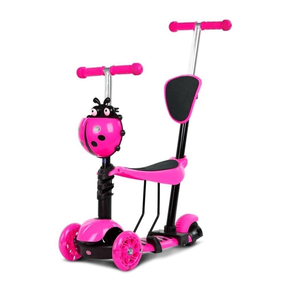 Patinete infantil 3 em 1 empurrador com banco e cestinha