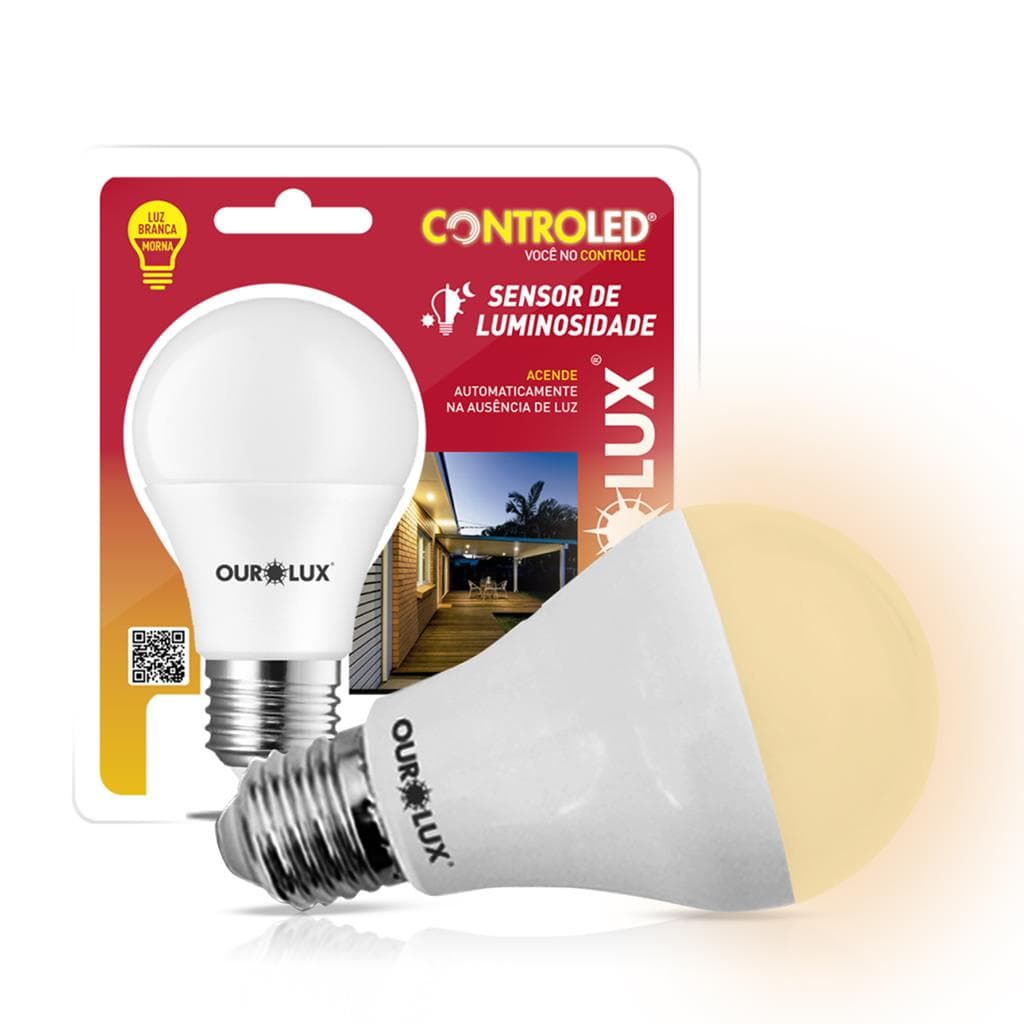 Lampada Led Inteligente Sensor Luminosidade 9W Bulbo E27