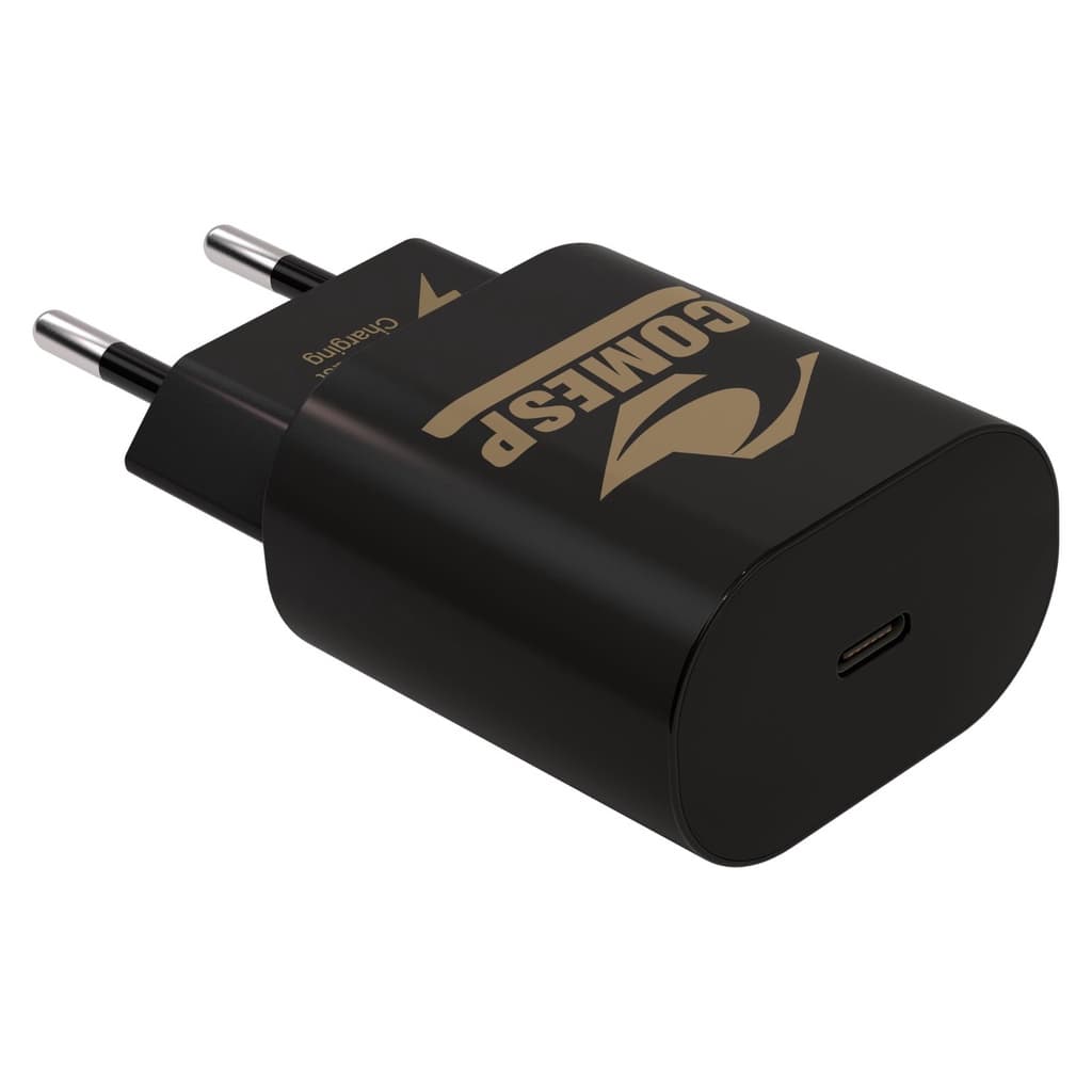 Carregador Viagem USB-C Ultra Rapido Preto 25W Sem Cabo