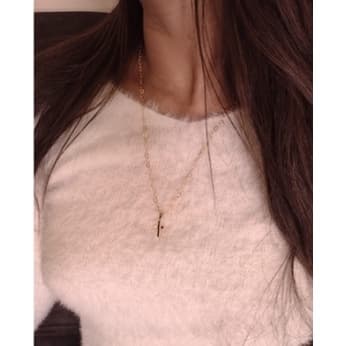 Colar-feminino-moeda-antiga,banhada-ouro18K+pigente,cruz