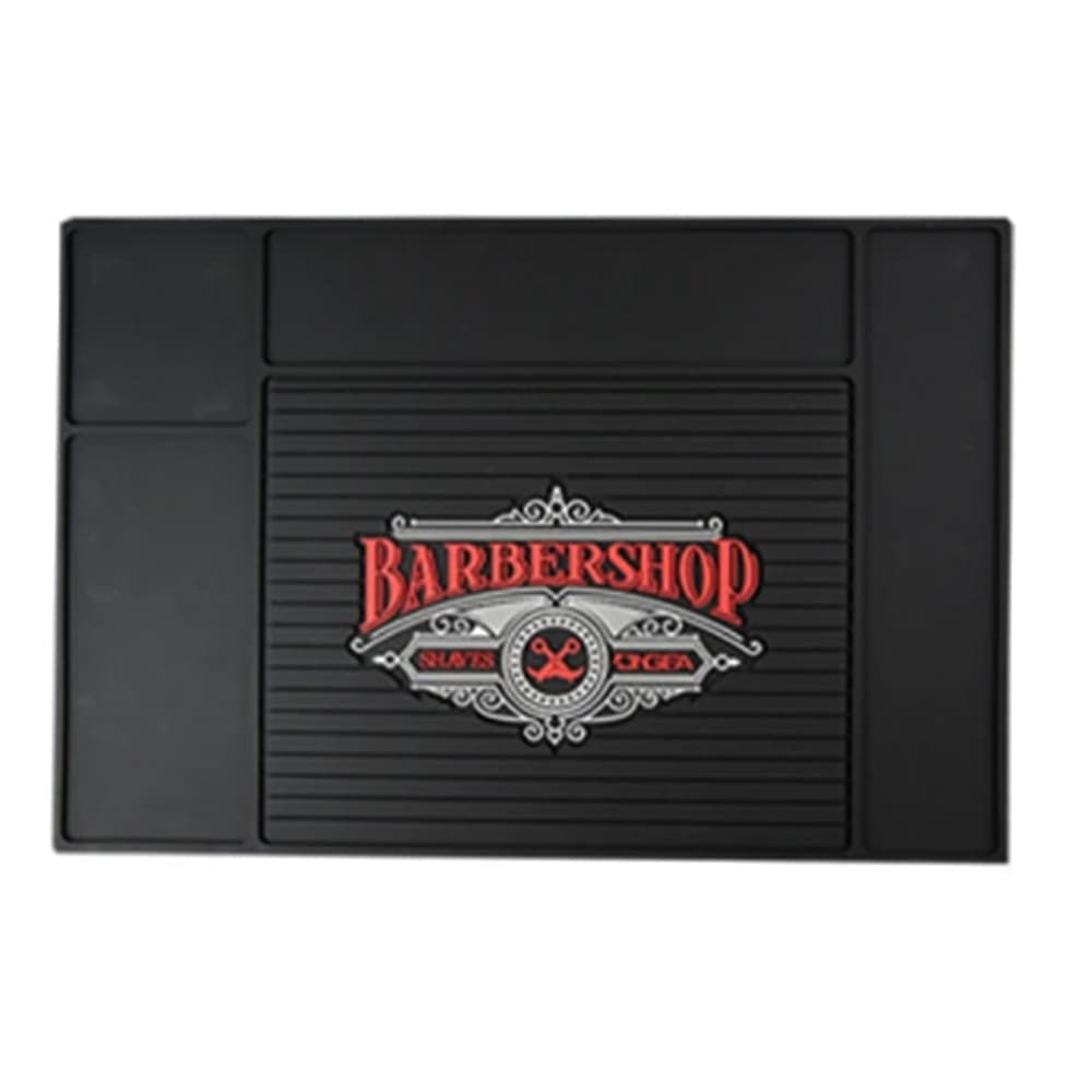 Tapete Organizador de Bancada Antiderrapante Barbearia Vermelho 45x30