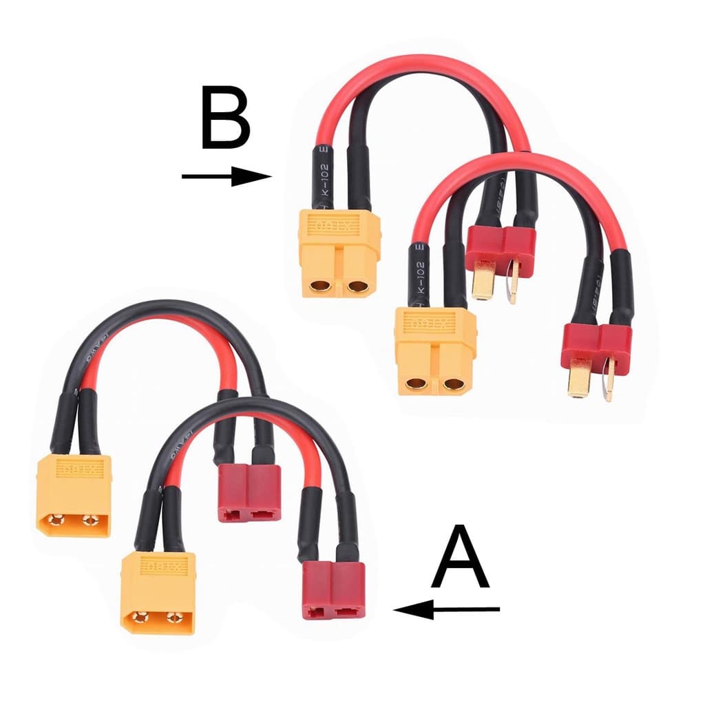 2 Pcs XT60/XT-60 T-Plug Fêmea A Macho (or XT60 Adaptador Para) (Estilo Deans) Cabo Carregador 5CM 14AWG