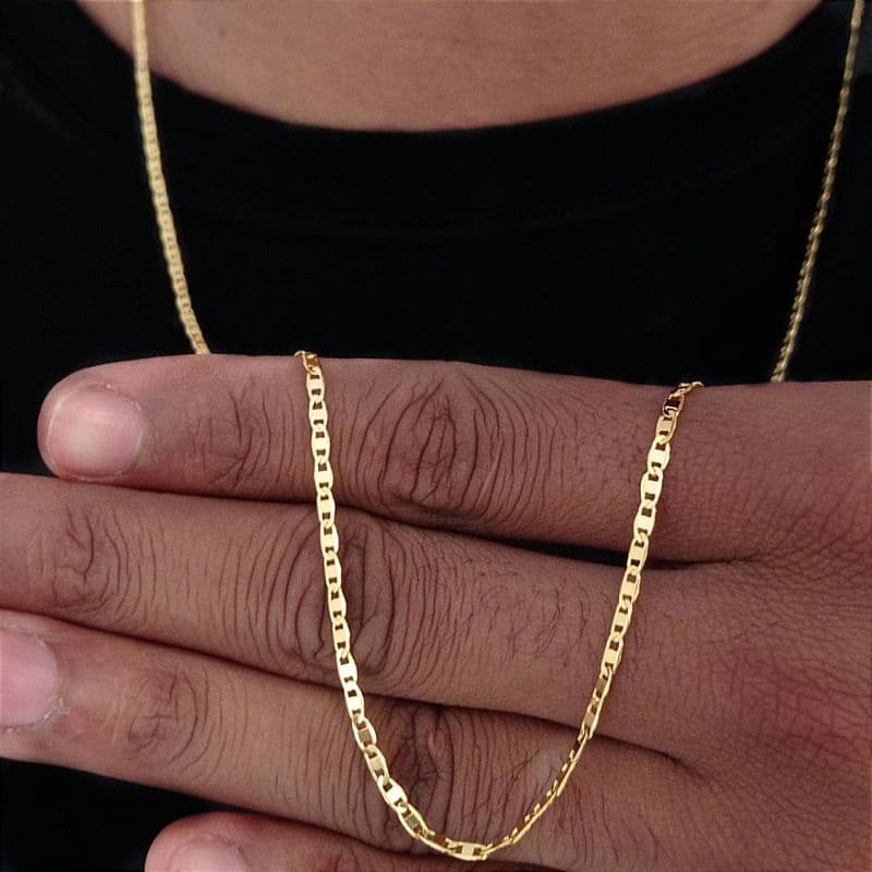 Corrente Cordão masculino Fino Piastrini Banhado Folheado A Ouro 18K 2mm 60cm ou 70Cm