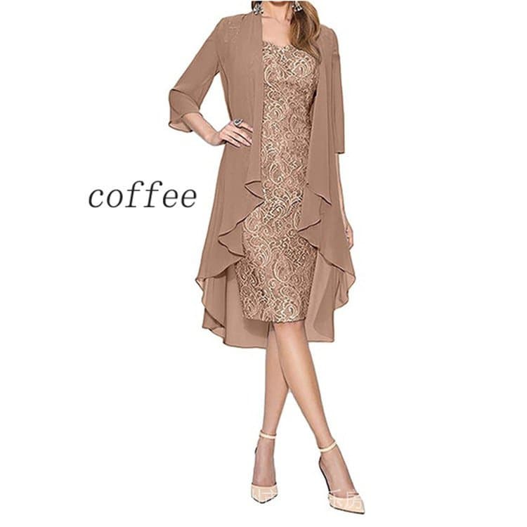 Vestido De Festa Elegante De Renda De Duas Peças Plus Size Americano Europeu Com Cardigan