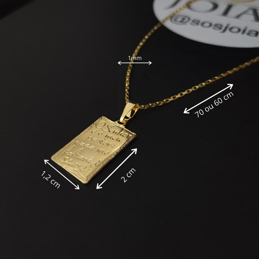 Corrente Masculina Moeda Antiga Banhada a ouro 18k, Pingente Salmo 23, com Garantia.